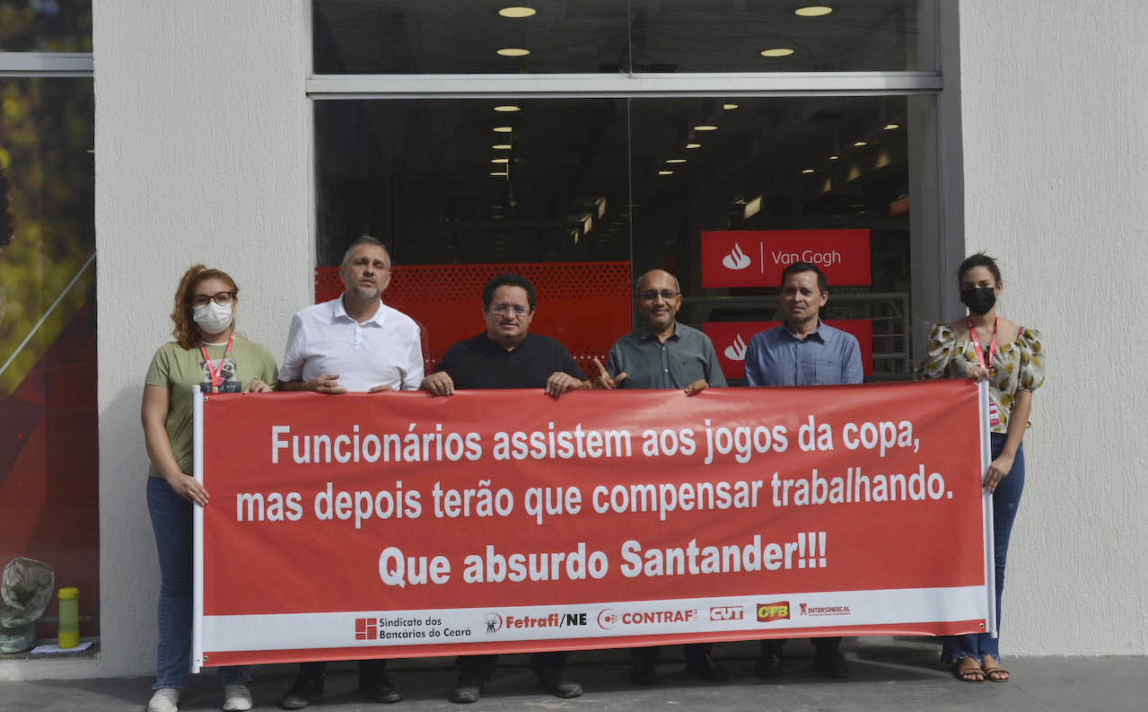 Movimento sindical cobra do Santander abono das horas não trabalhadas  durante os jogos do Brasil na Copa do Mundo